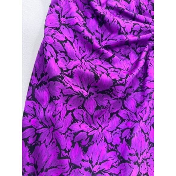 "ADRIANNA PAPELL" Floral Jacq Sheath Dress SZ 6 Metallic HOCO Fairy Ruched - Picture 5 of 11